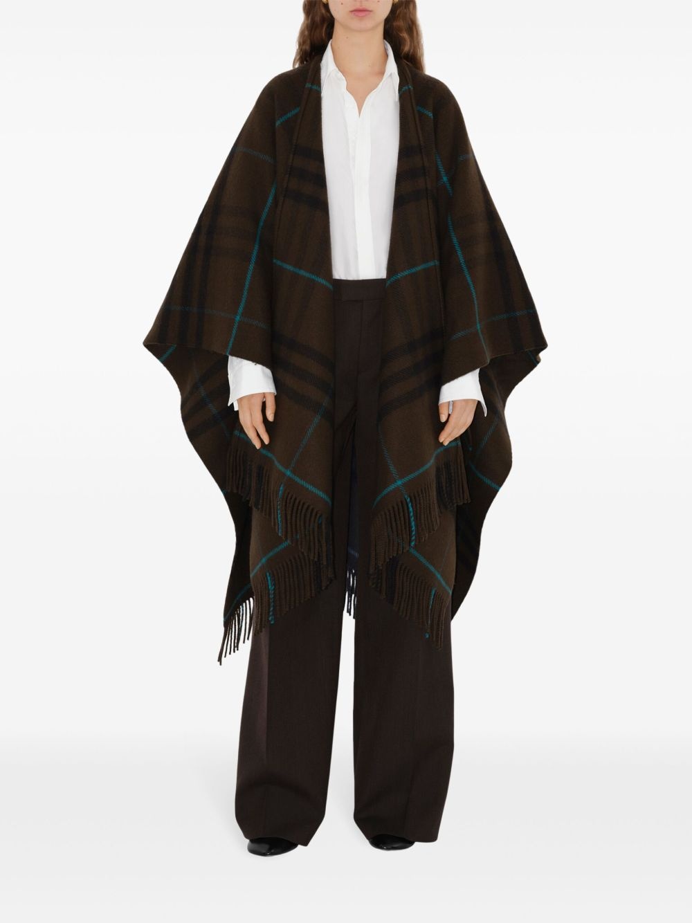 checked fringed cape - 3
