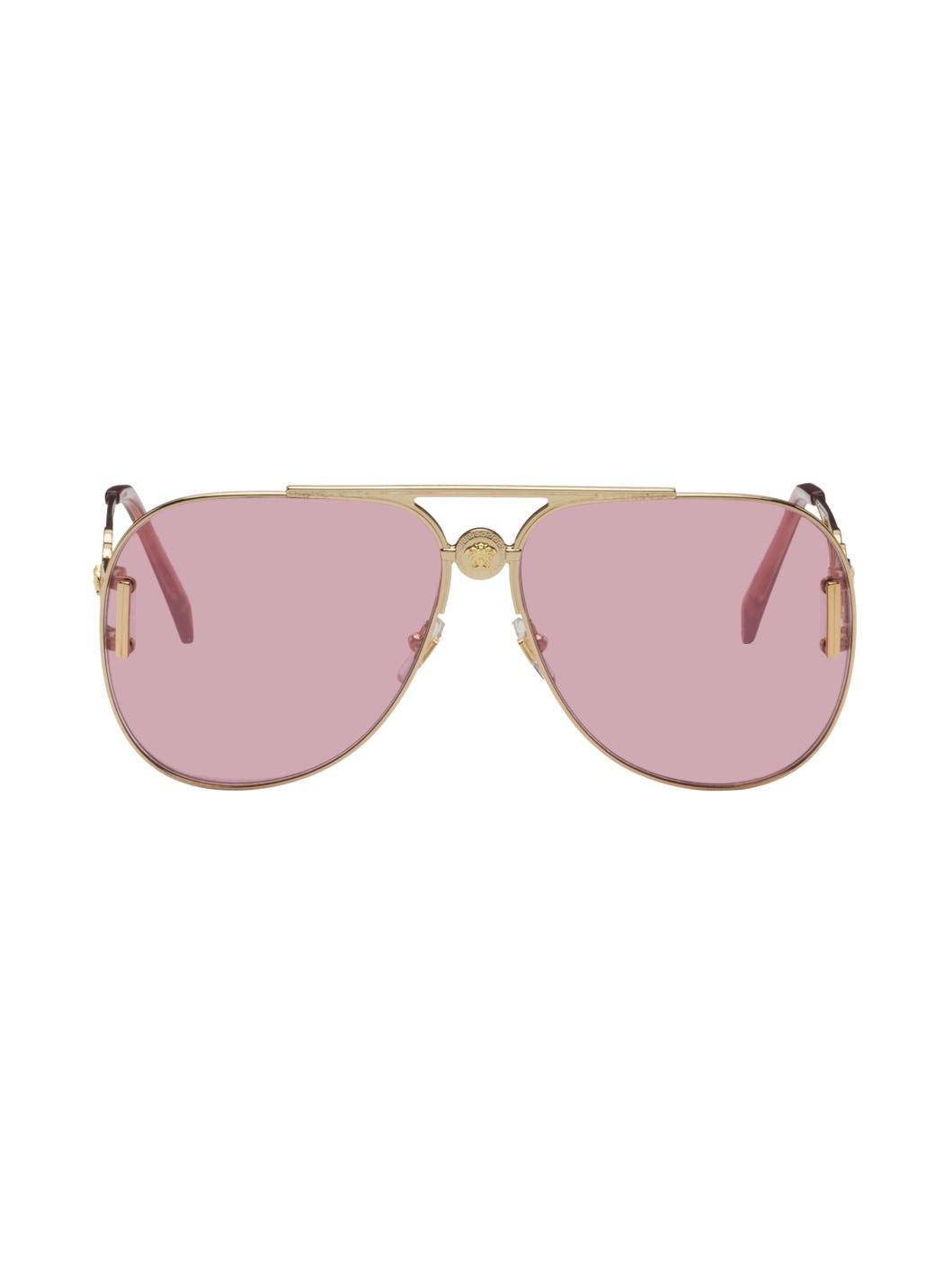 Gold & Pink Medusa Biggie Pilot Sunglasses - 1