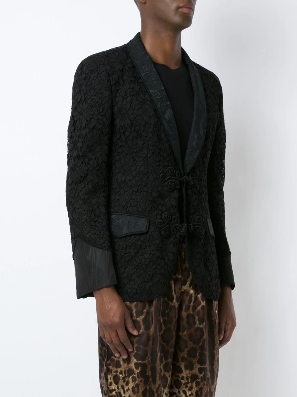 floral lace pattern blazer - 3