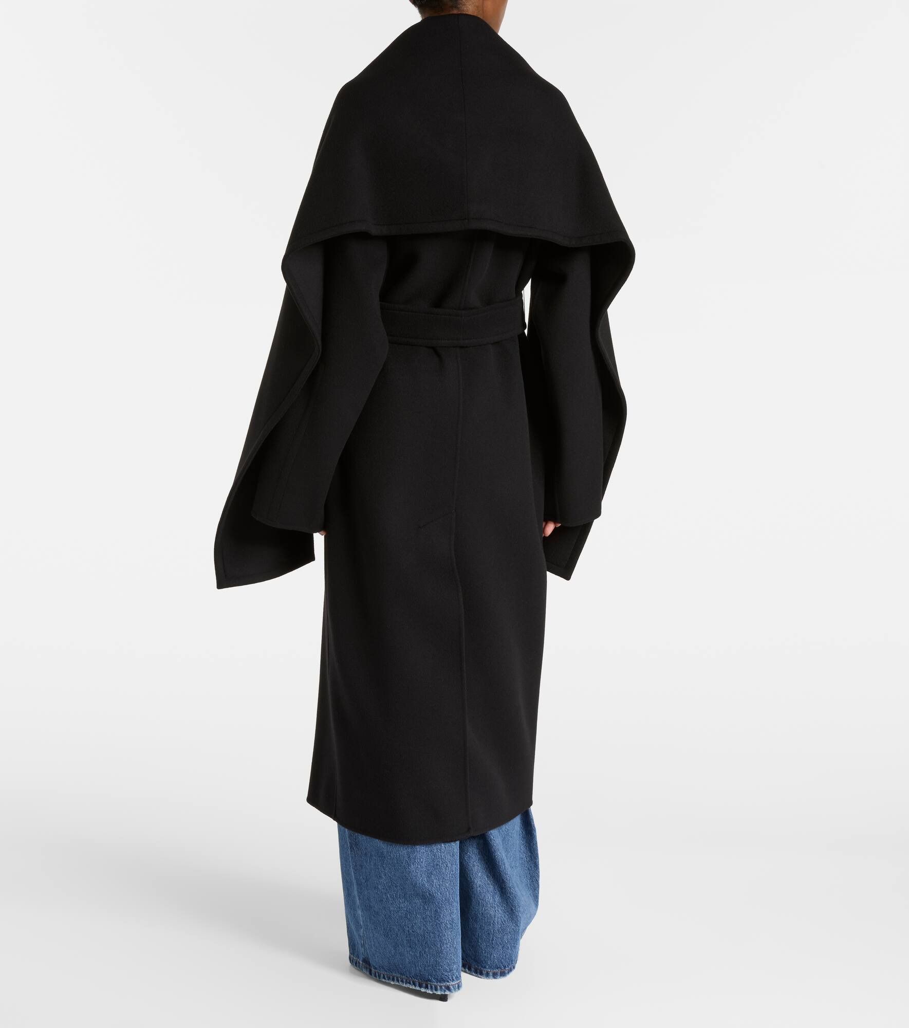 Baldo scarf-detail virgin wool coat - 3