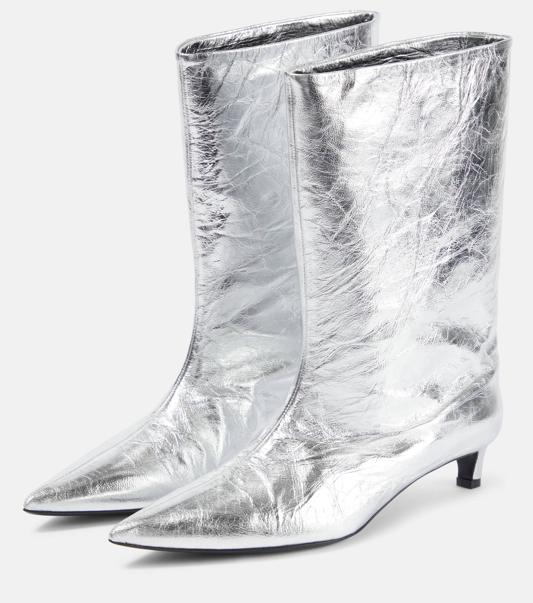 Metallic leather ankle boots - 5