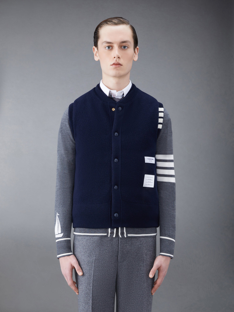 Thom Browne MERINO AND JERSEY DOWN REVERSIBLE VEST outlook