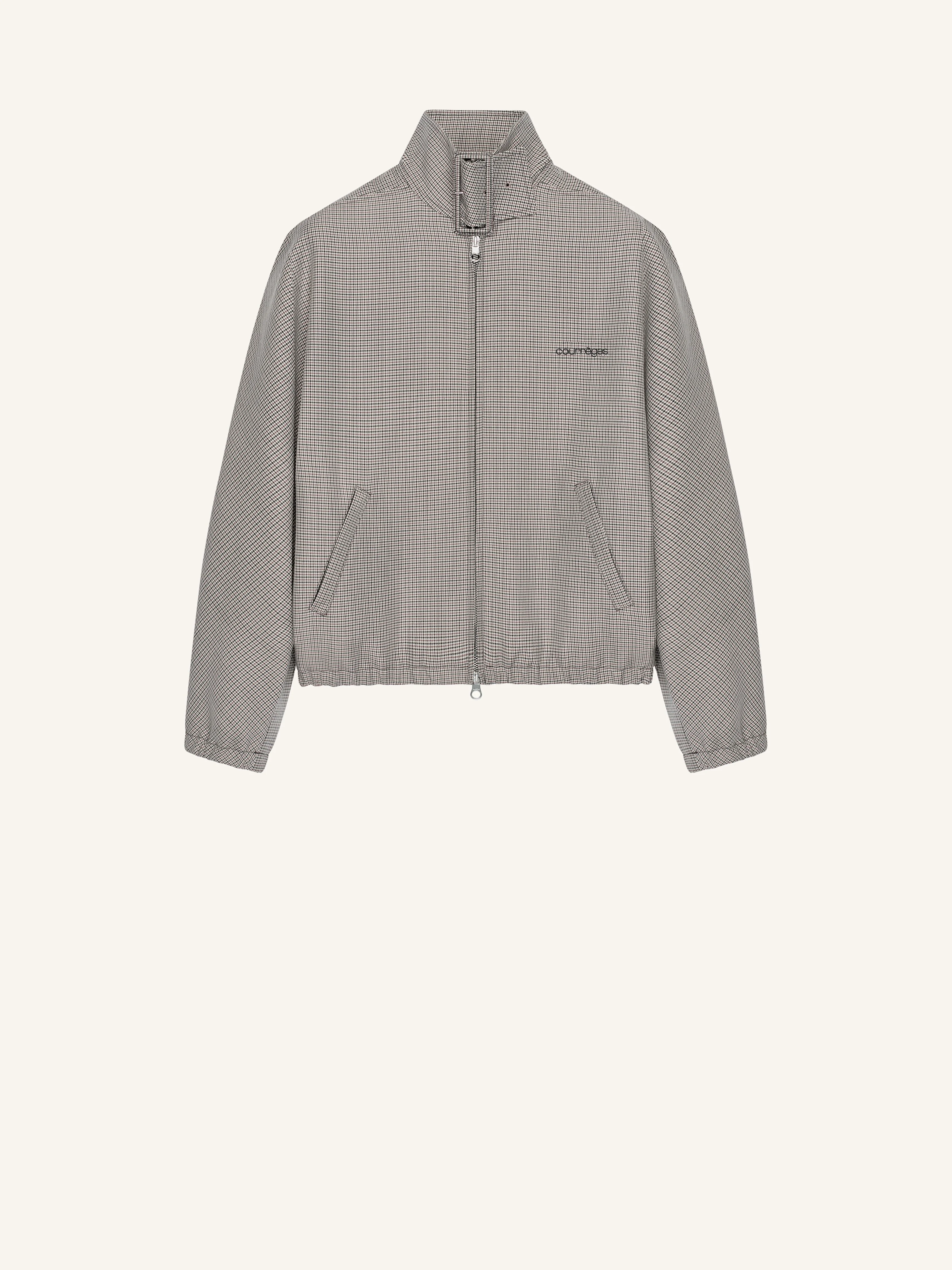 BUCKLE ZIPPED HOUNDSTOOTH BOMBER JACKET - 1