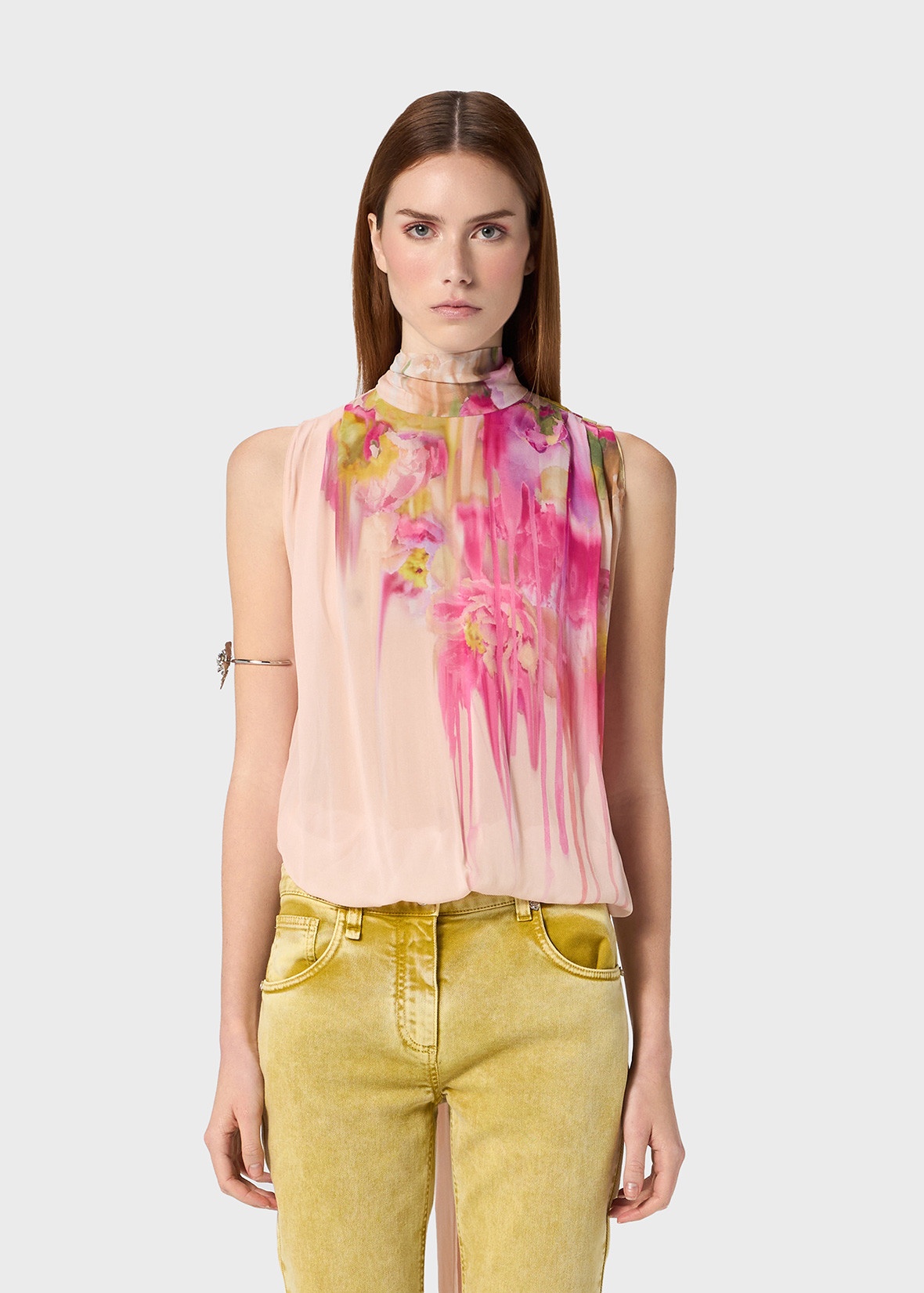 GEORGETTE TOP WITH LIQUID FLOWER PRINT - 3