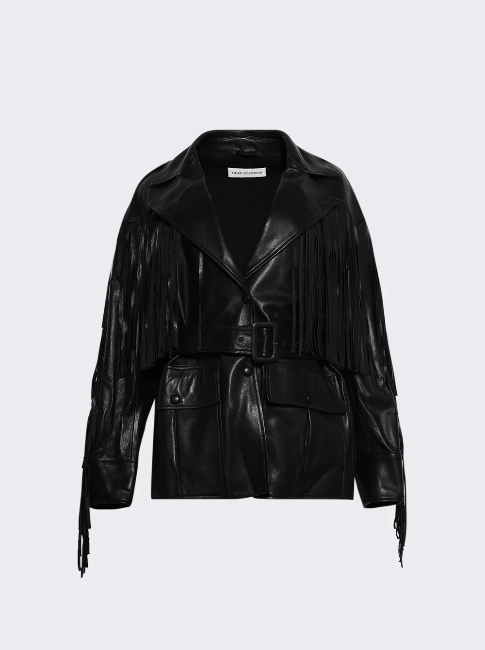 Cassidy Leather Fringe Jacket Black - 1