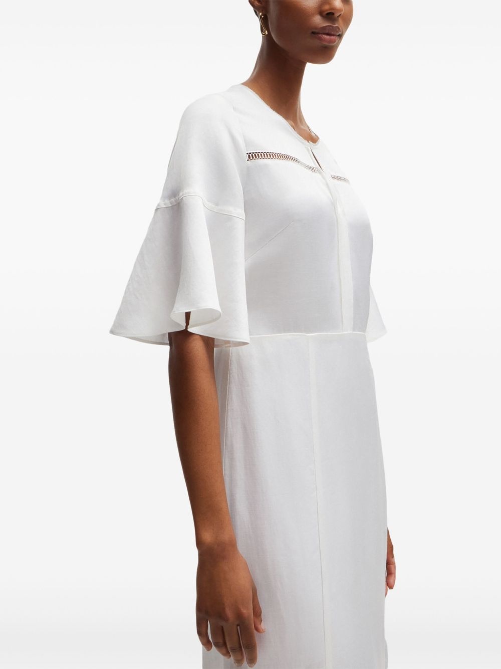 perforated-detailing flared midi dress - 5