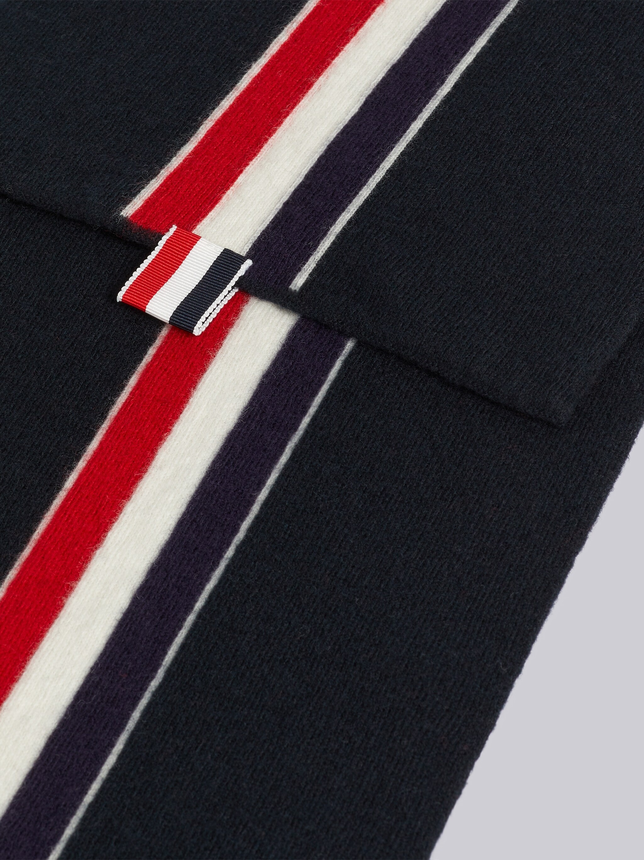 Black Superfine Merino Stripe Knit Scarf - 2
