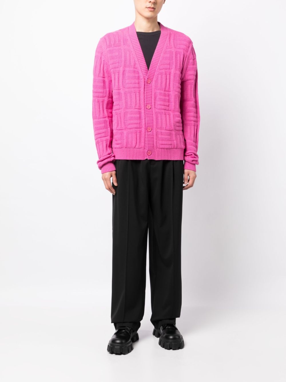 monogram-pattern knit cardigan - 2