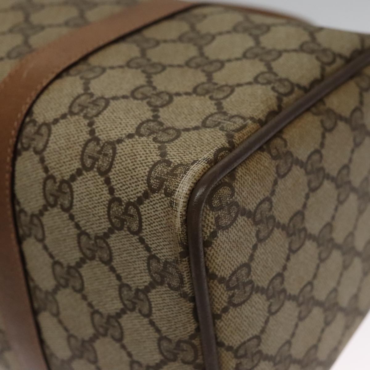 GUCCI GG Supreme Web Sherry Line Hand Bag Pvc Beige Gold 39 02 007 - 10