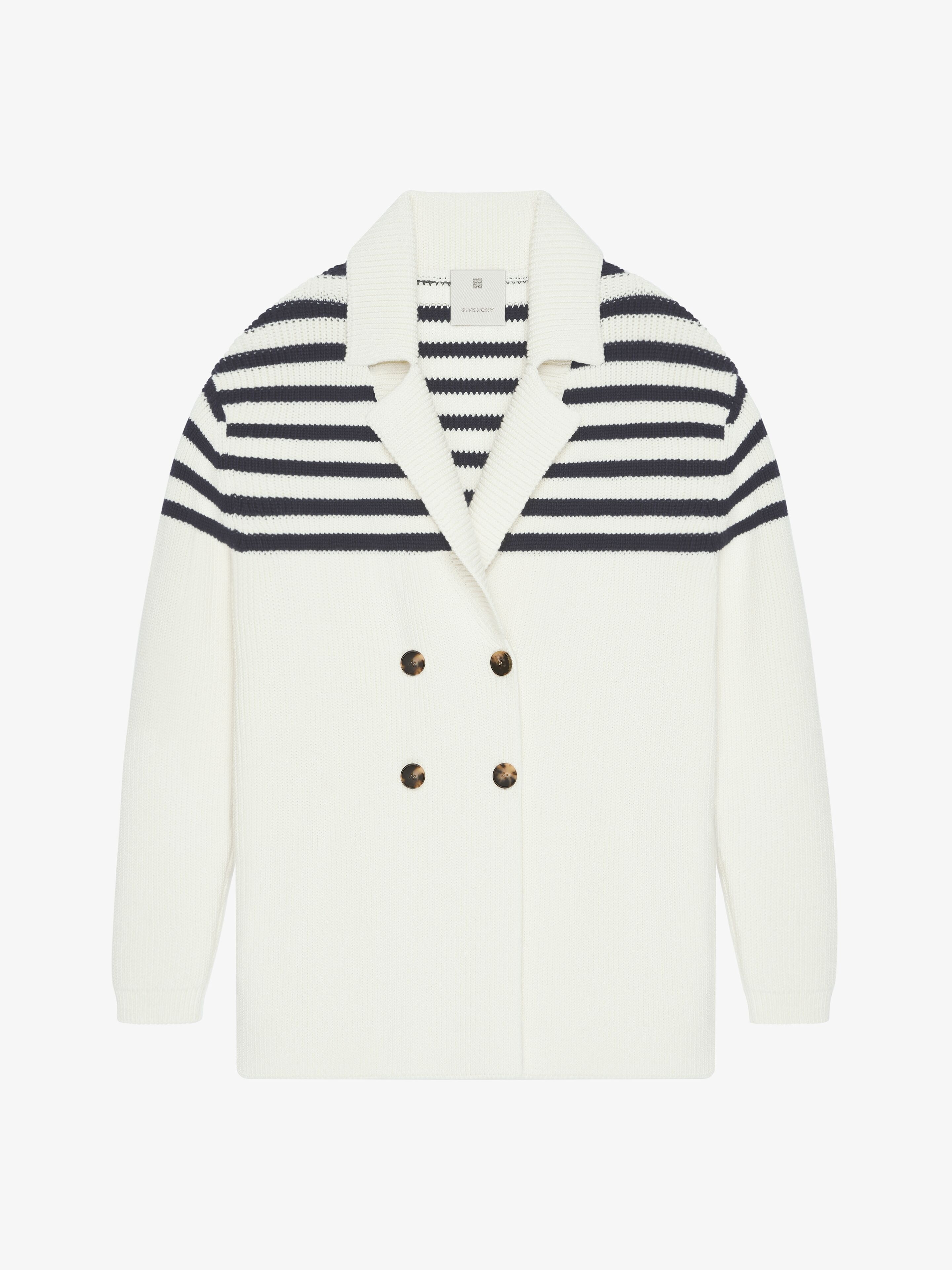 4G STRIPED CARDIGAN IN WOOL AND COTTON - 1