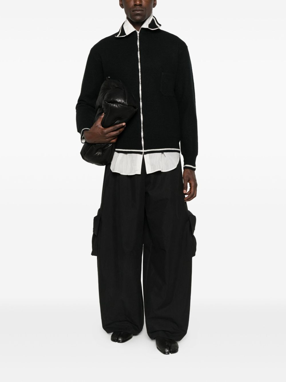 zip-front high-neck cardigan - 2