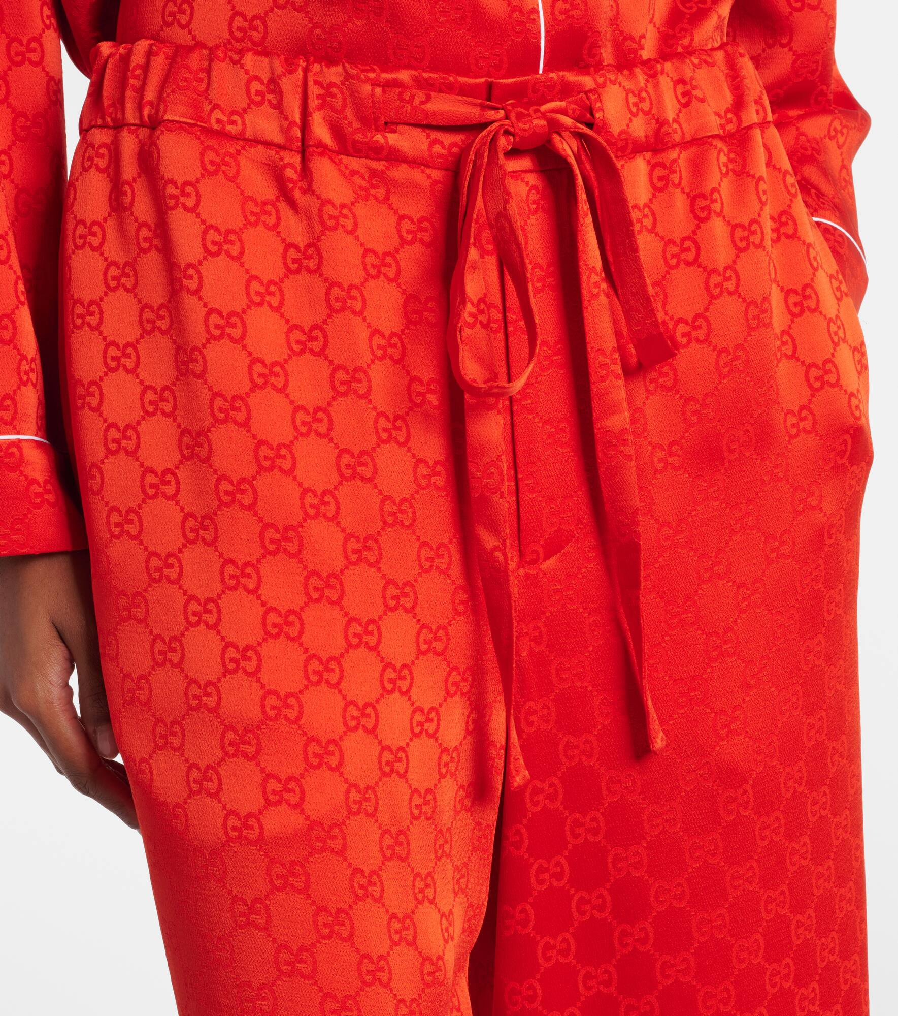 GG satin wide-leg pants - 4
