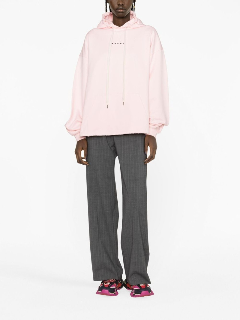 Marni logo-print cotton hoodie outlook
