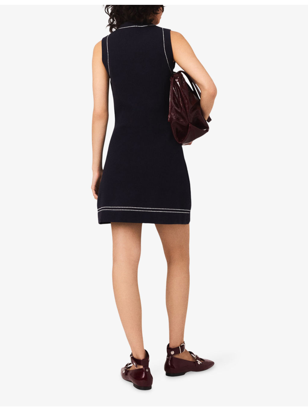 Topstitched Patch-Pocket Cotton-Blend Mini Dress - 4