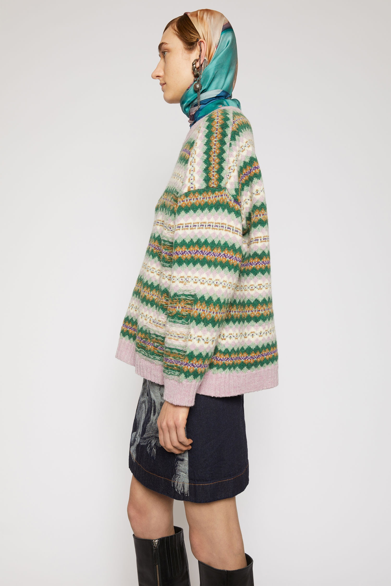 Fair isle sweater green/pink multi - 3