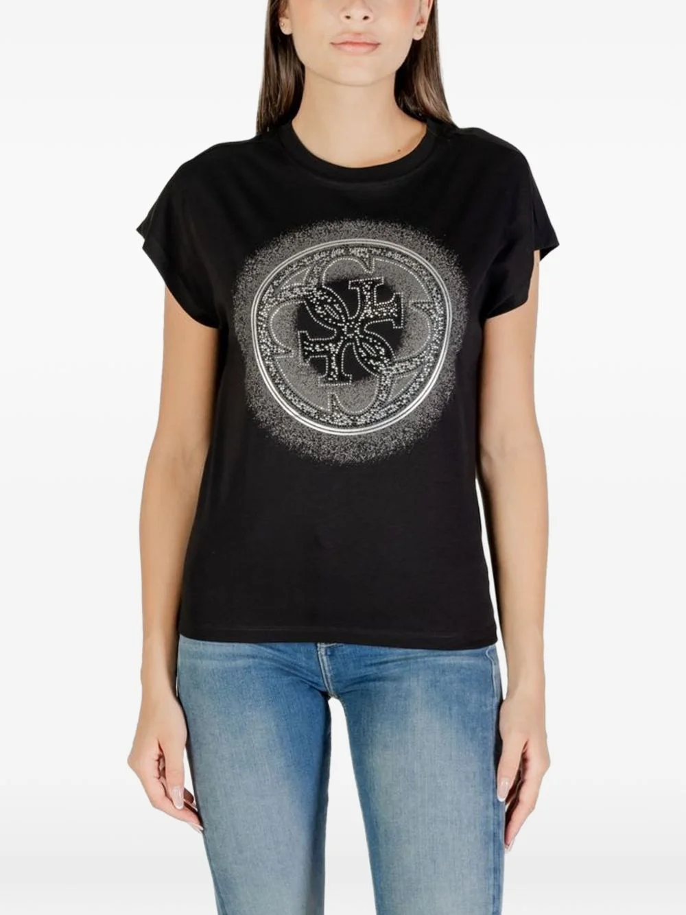 rhinestone-embellished logo T-shirt - 1