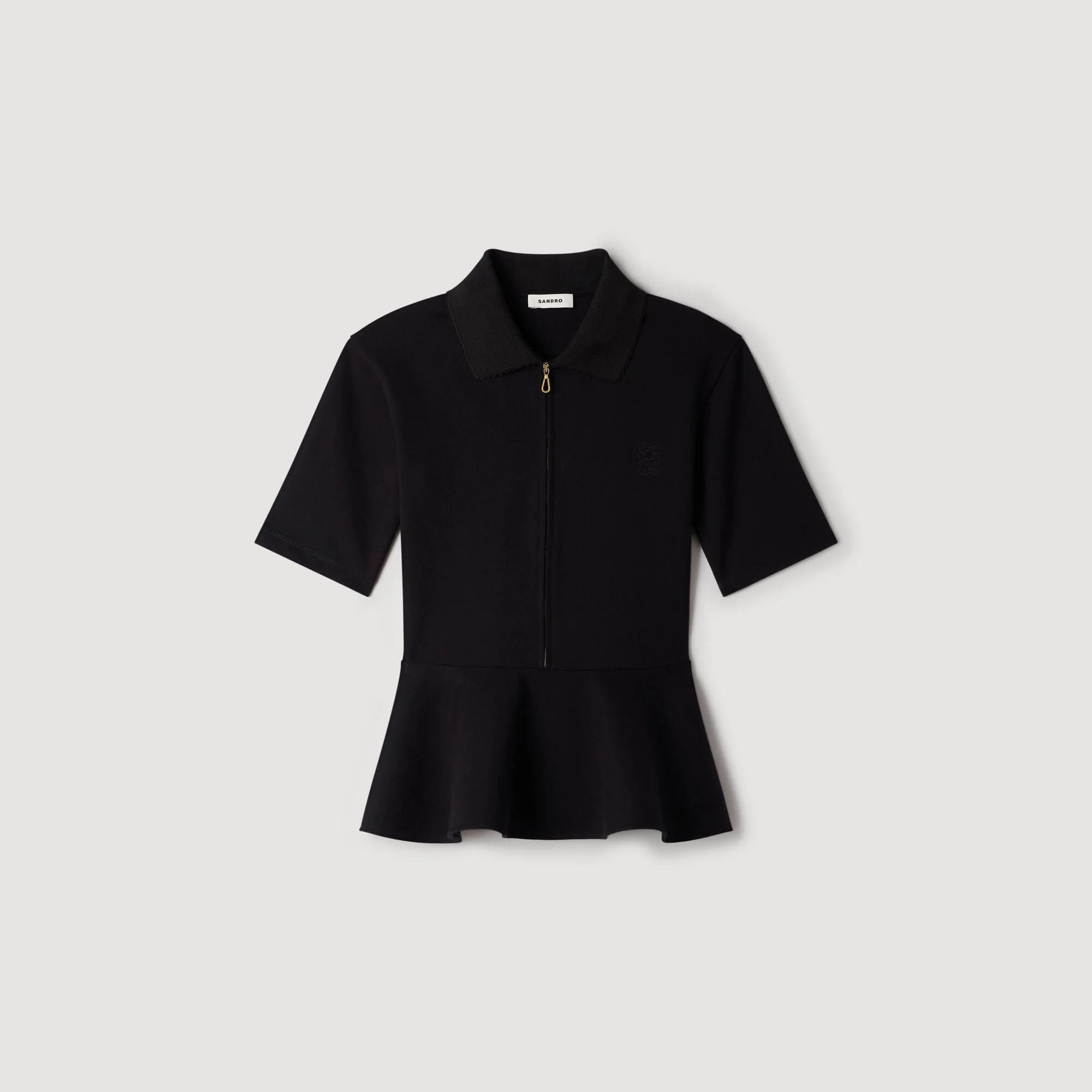 PEPLUM TOP WITH POLO COLLAR - 1