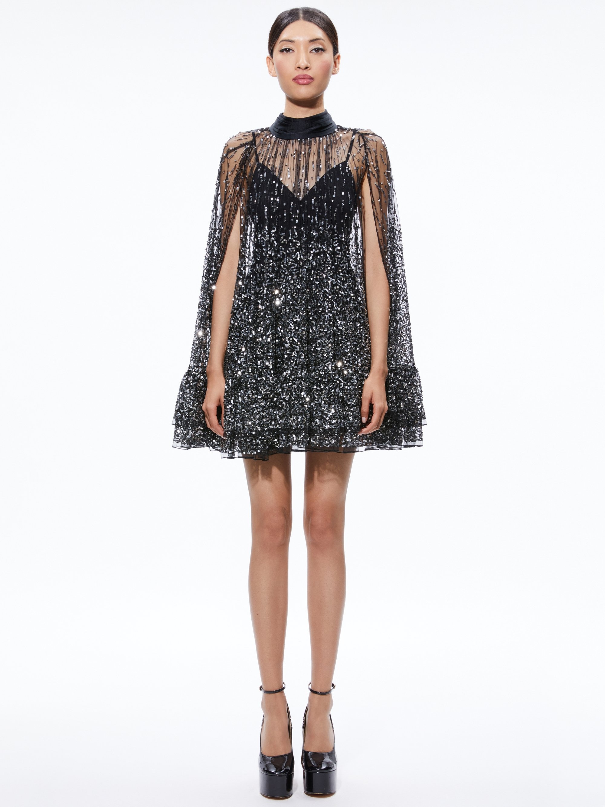 ZENON SEQUIN CAPE MINI DRESS - 6