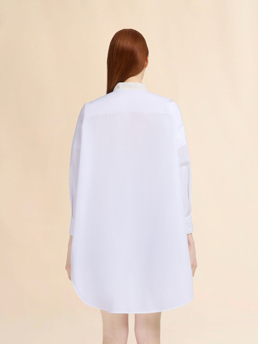 WHITE ORGANIC POPLIN SHIRT WITH BOW - 3
