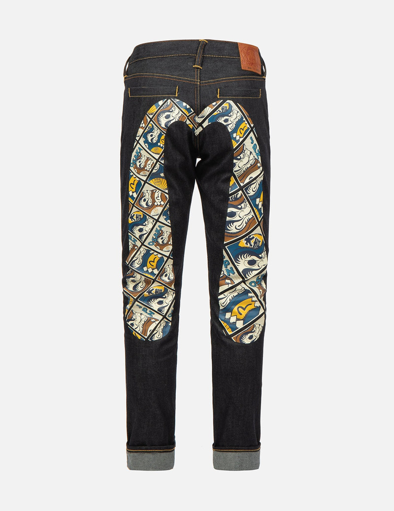 EVISU DARUMA COMIC PATTERN DAICOCK PRINT CARROT-FIT JEANS #2017 outlook