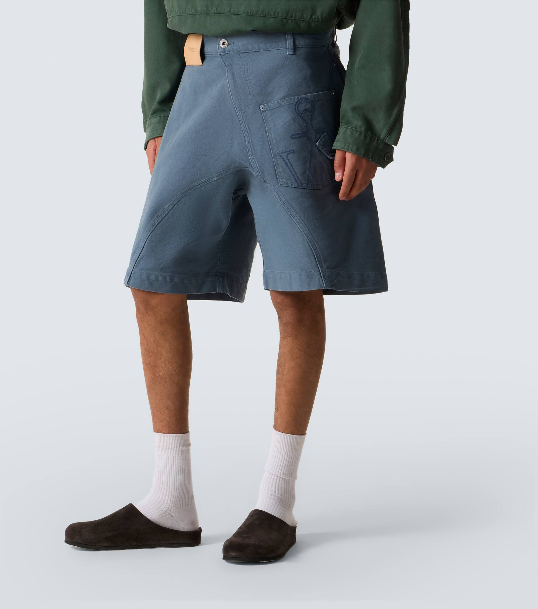 Twisted cotton canvas Bermuda pants - 3