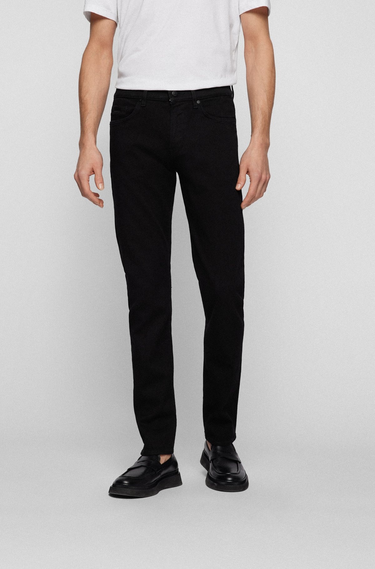 SLIM-FIT JEANS IN BLACK SUPER-SOFT ITALIAN DENIM - 2