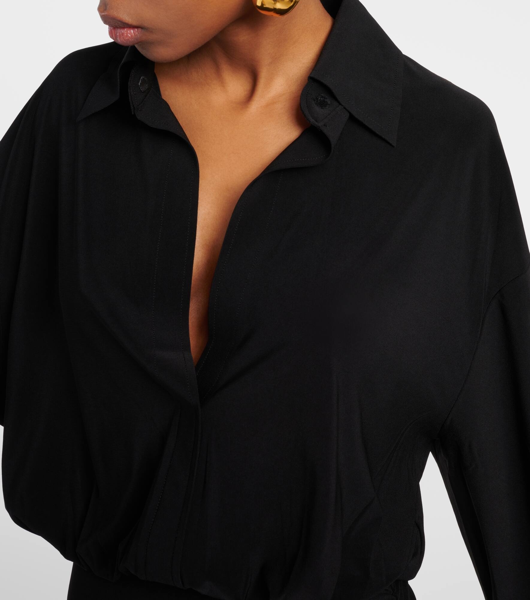 Shirred jersey midi dress - 4