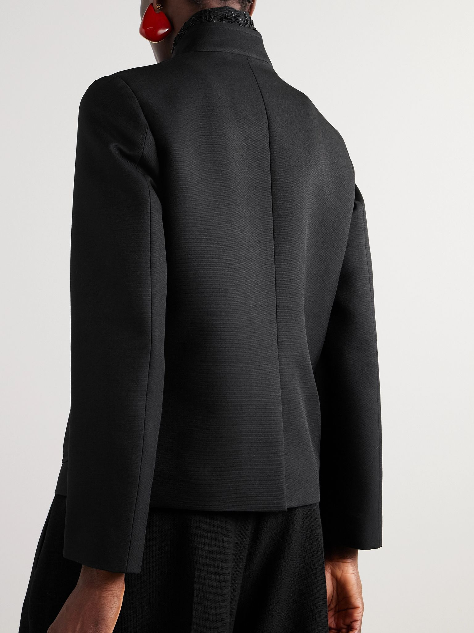 Spagna bead-embellished wool and silk-blend jacket Black - 3