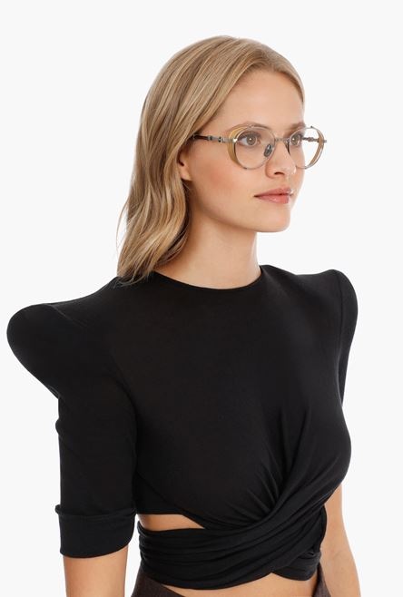 Black and gold-tone titanium Brigade-I eyeglasses - 4