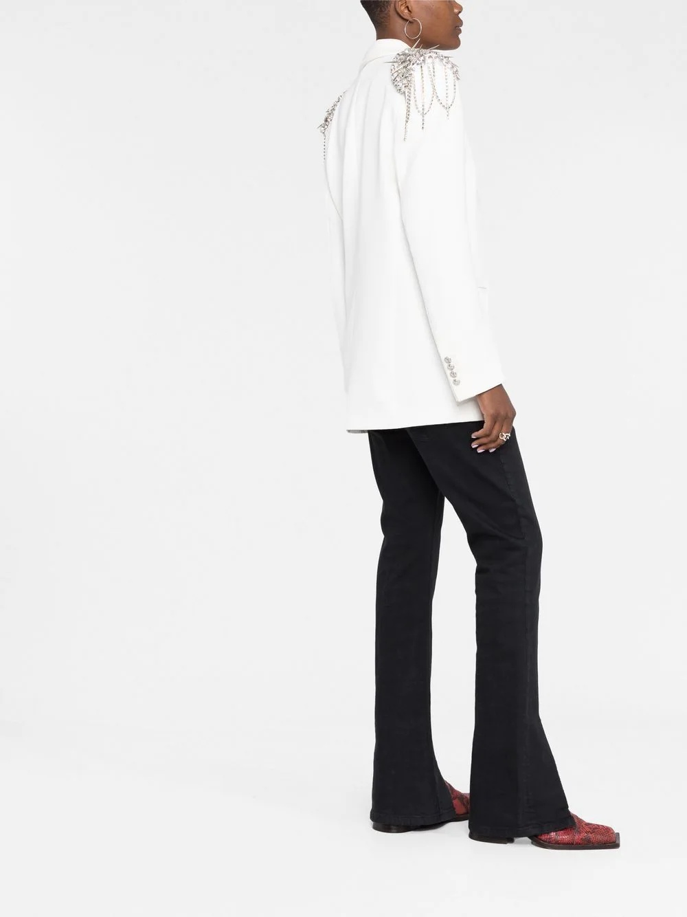 crystal-embellished double-breasted blazer - 6