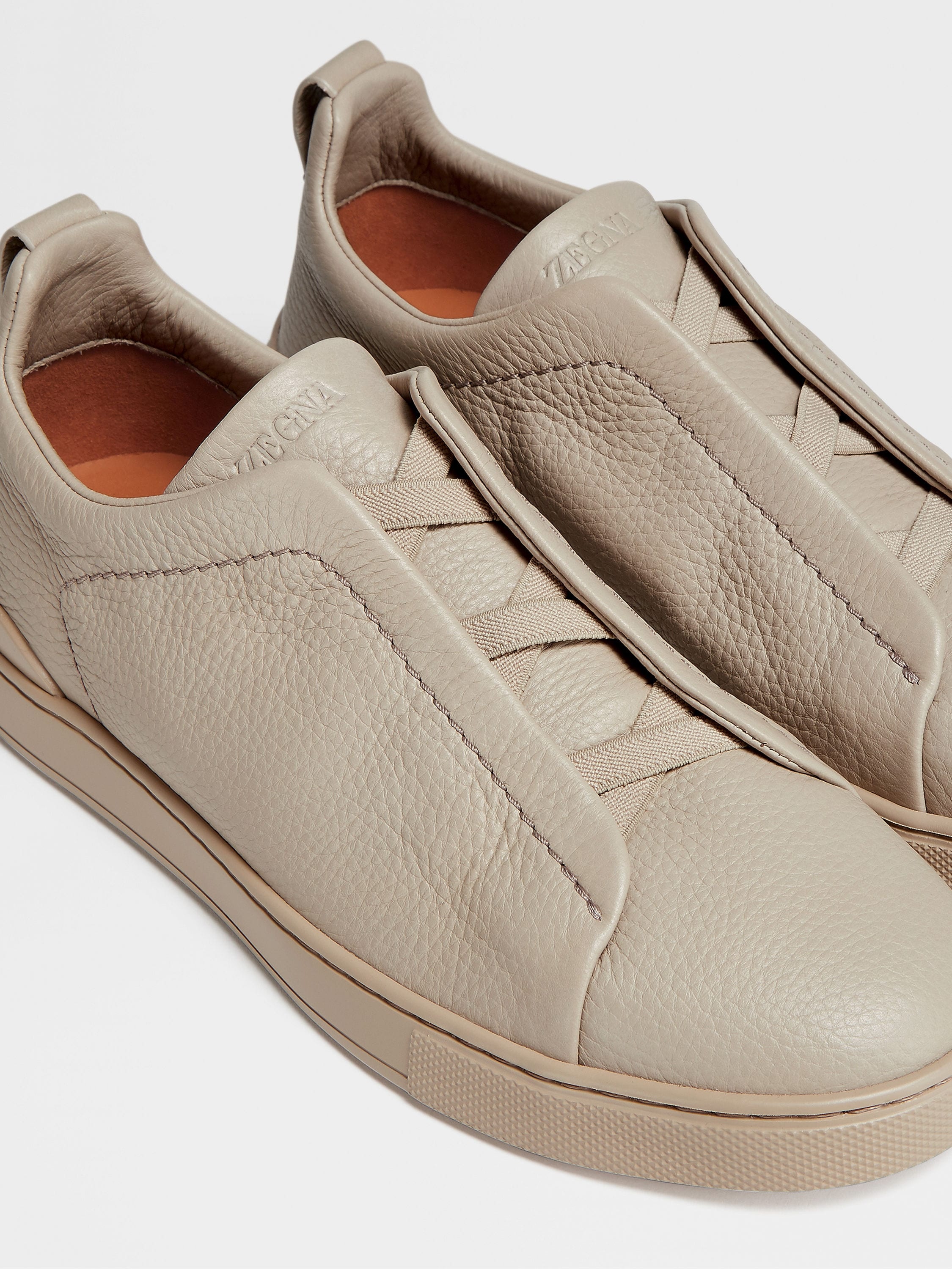 BEIGE DEERSKIN TRIPLE STITCH™ SNEAKERS - 3