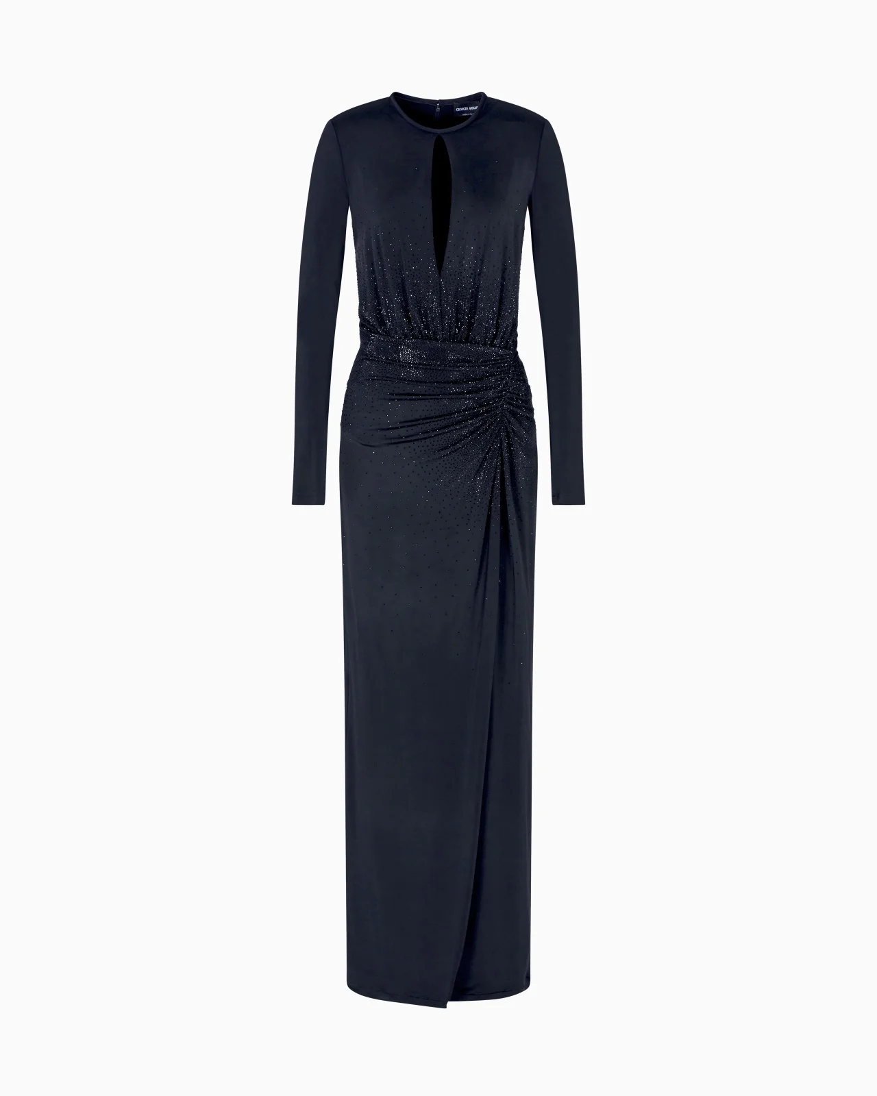 LONG DRESS IN VISCOSE JERSEY WITH RHINESTONE EMBROIDERY - 1