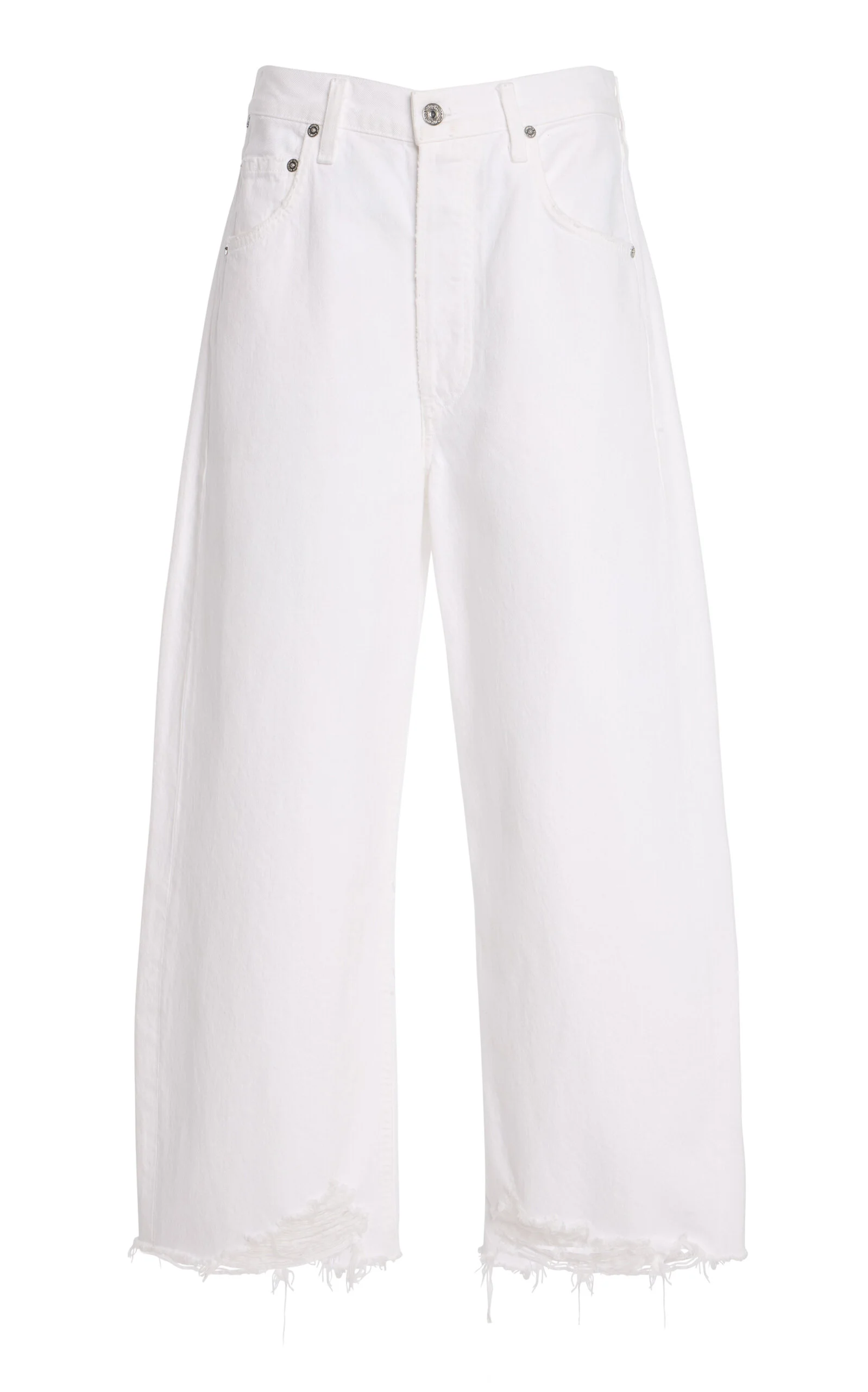 Ayla Raw-Hem Cropped Wide-Leg Jeans white - 1