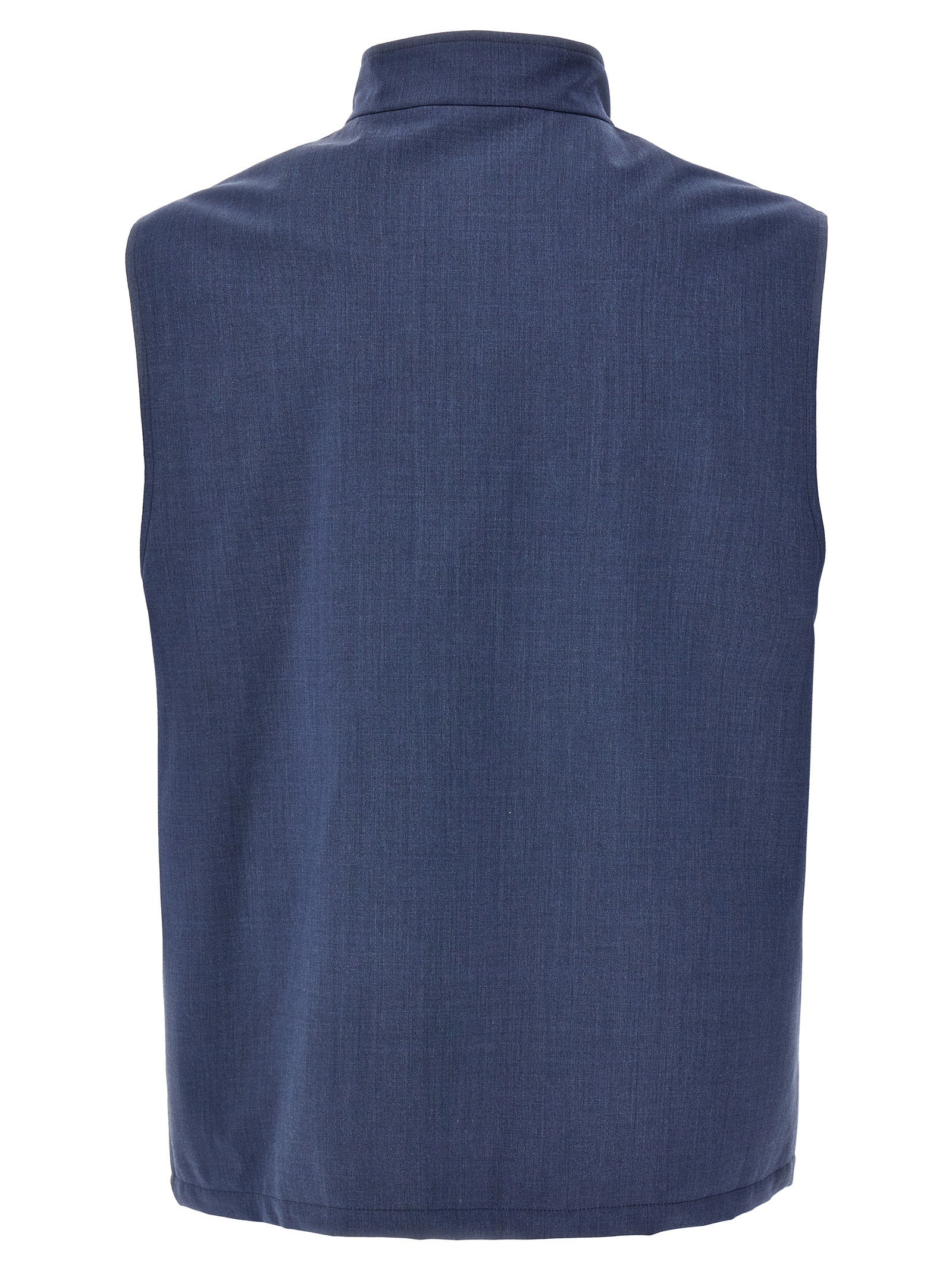 ベスト・ジレ BRUNELLO CUCINELLI Women Vests M0PV05172 C6352 BLUE Brunello Cucinelli - Quilted Blue Linen & Wool Puffer Vest