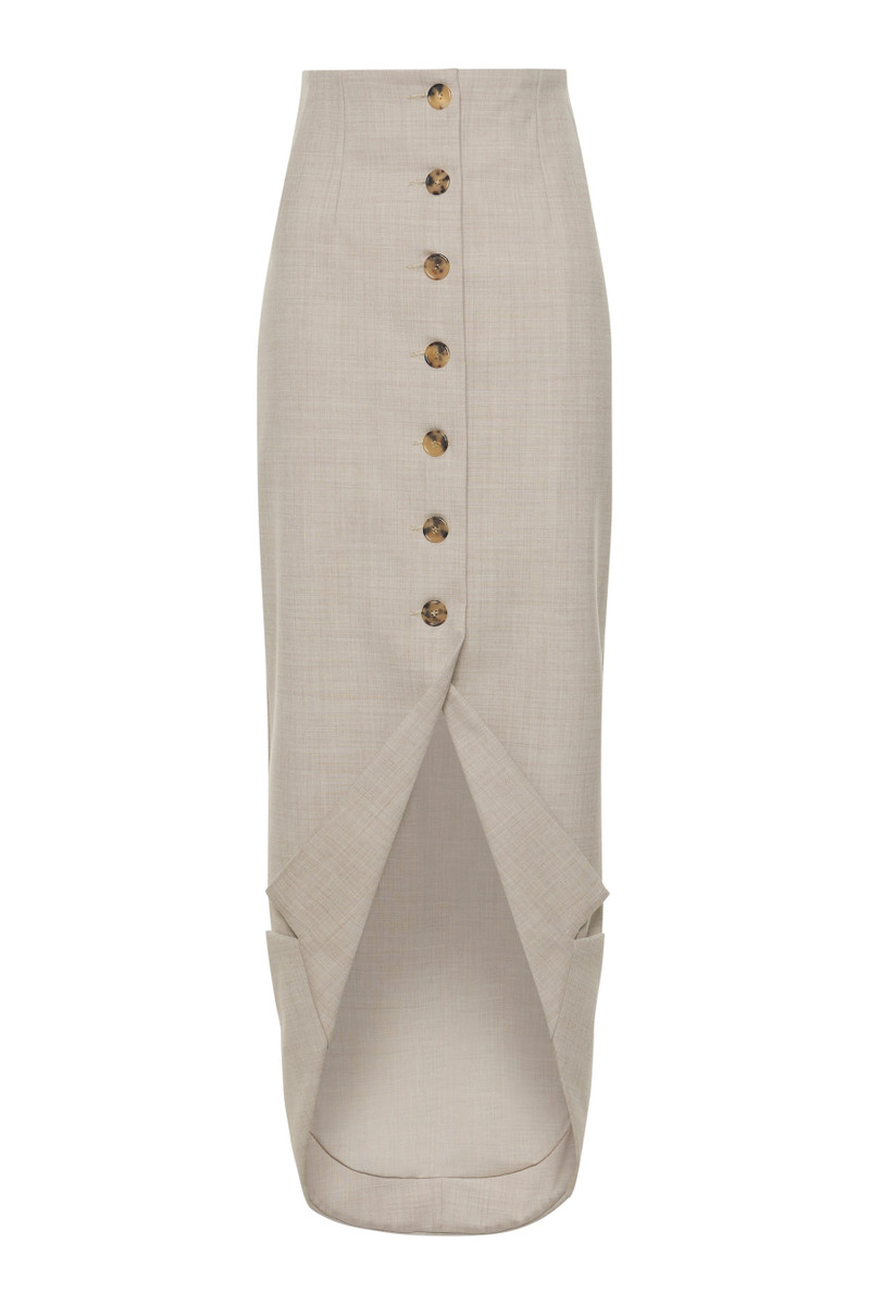 TAILORED SKIRT WITH JACKET COLLAR AT HEM BEIGE MELANGE 11
