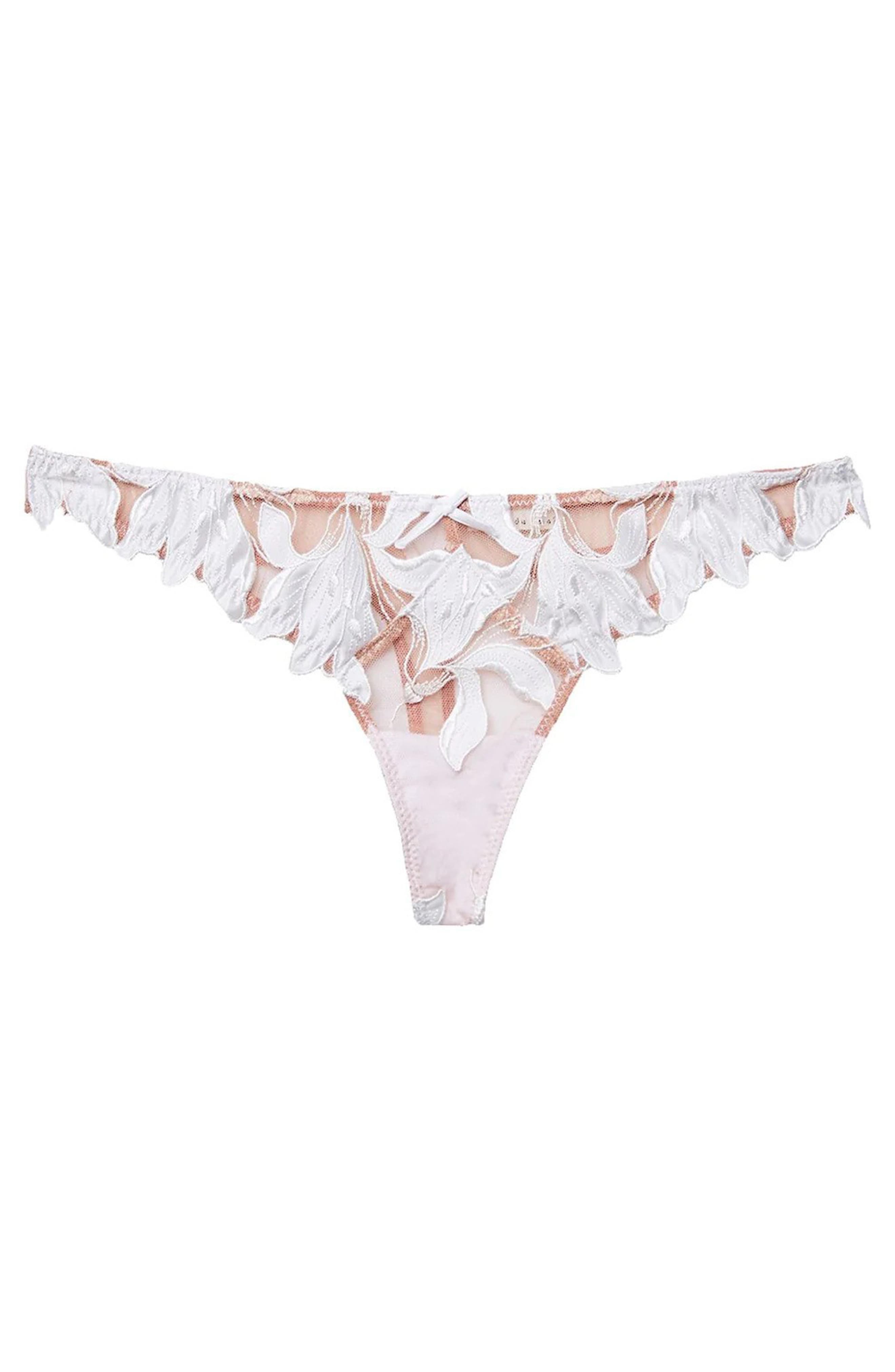 Fleur Du Mal Lily Embroidered Hipster Thong in Ivory at Nordstrom - 6