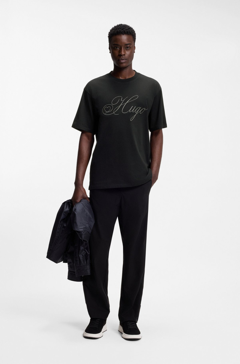HUGO EMBROIDERED-LOGO T-SHIRT IN COTTON JERSEY outlook
