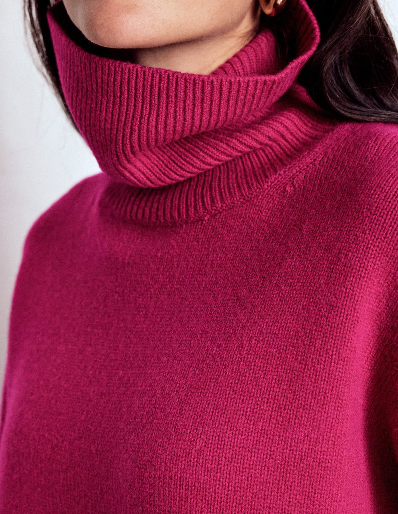 Polly Merino Roll Neck Sweater-Sorbet Pink 3