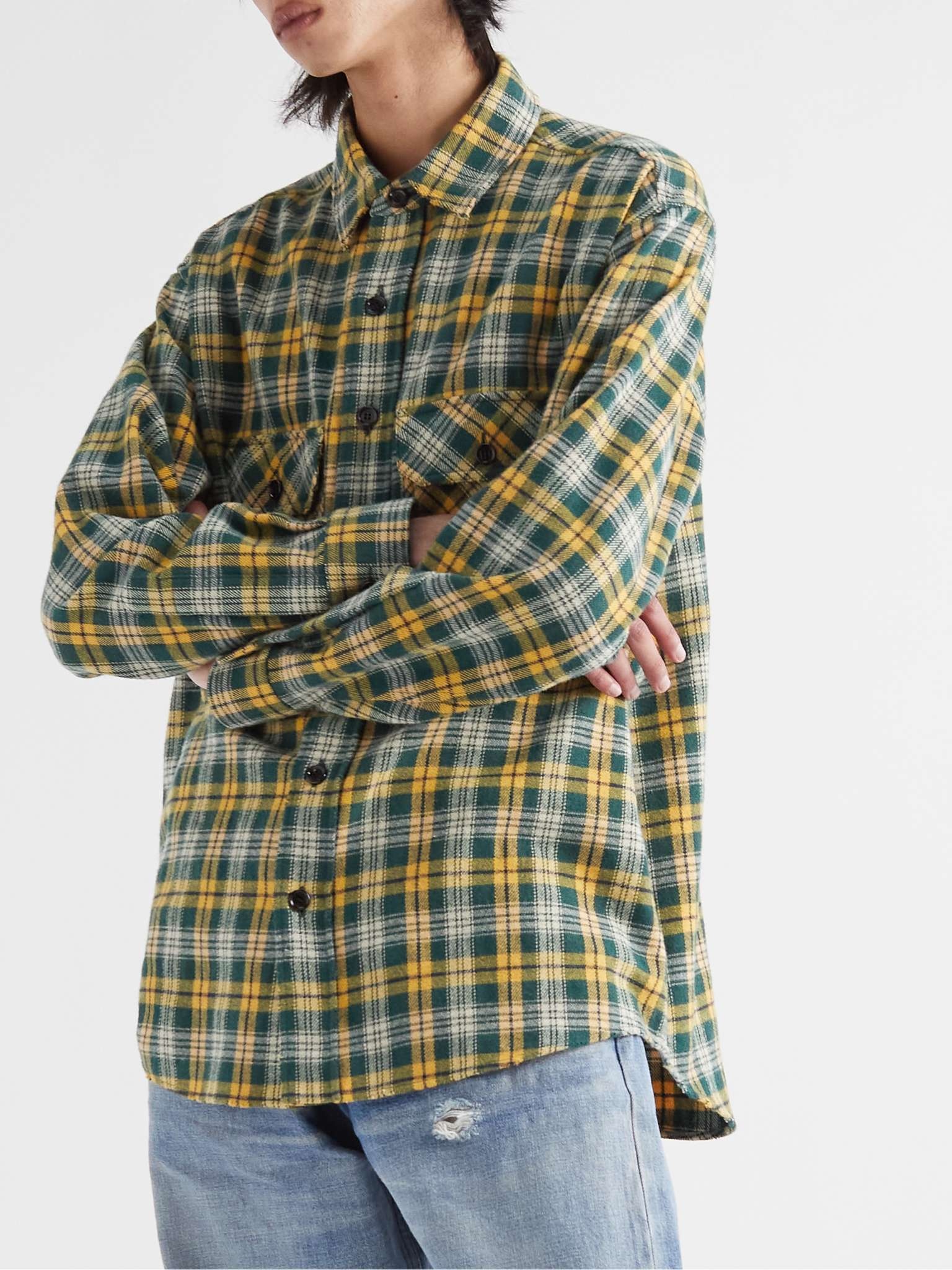 CELINE Checked Wool-Blend Flannel Shirt | mrporter | REVERSIBLE