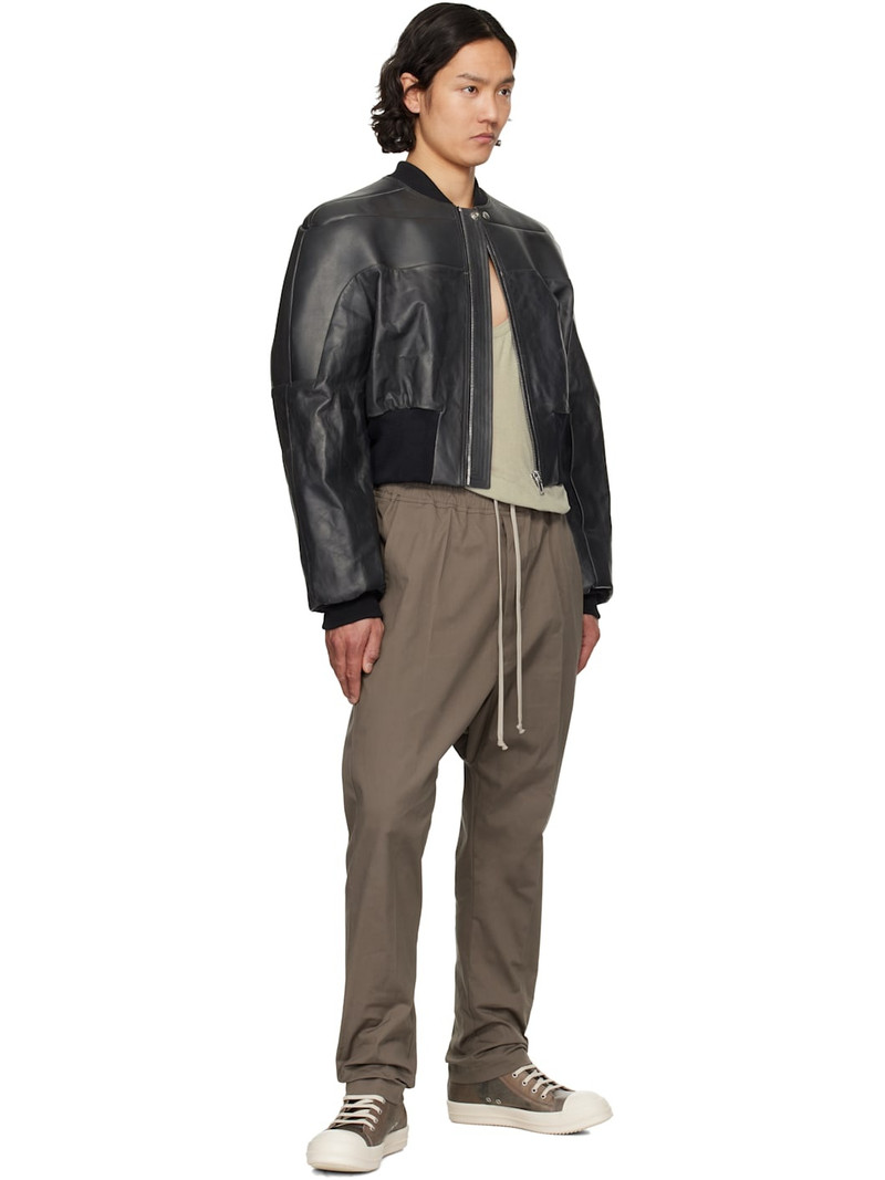 Rick Owens Black Hollywood Girdered Leather Bomber Jacket outlook