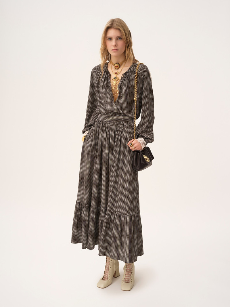 Chloé GATHERED MIDI SKIRT IN CRÊPE DE CHINE outlook