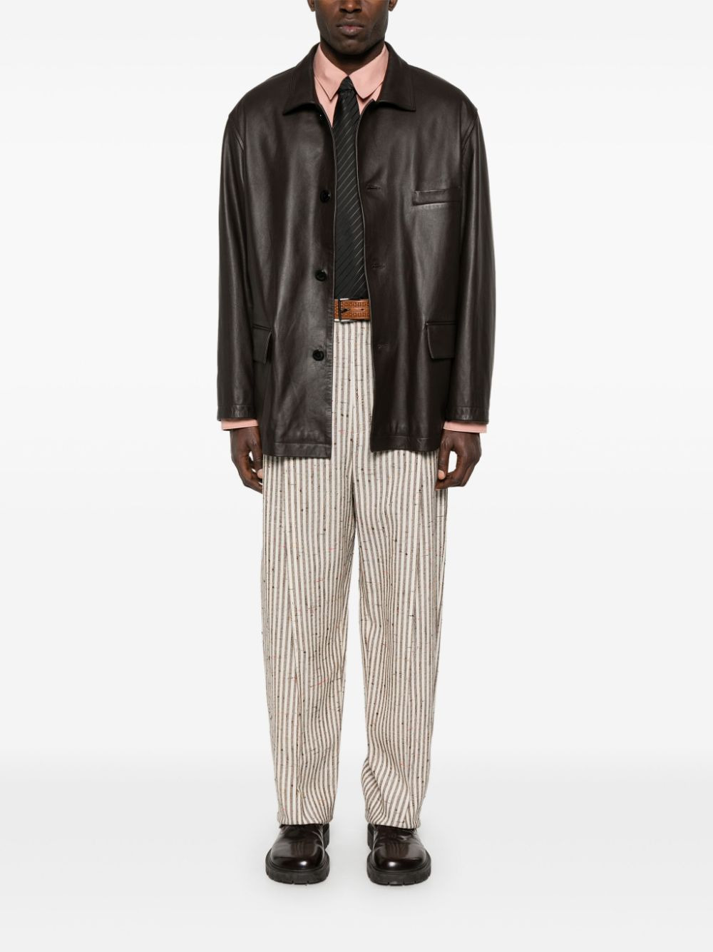 Bottega Veneta Men Knotted Viscose Silk Stripe Pants - 4