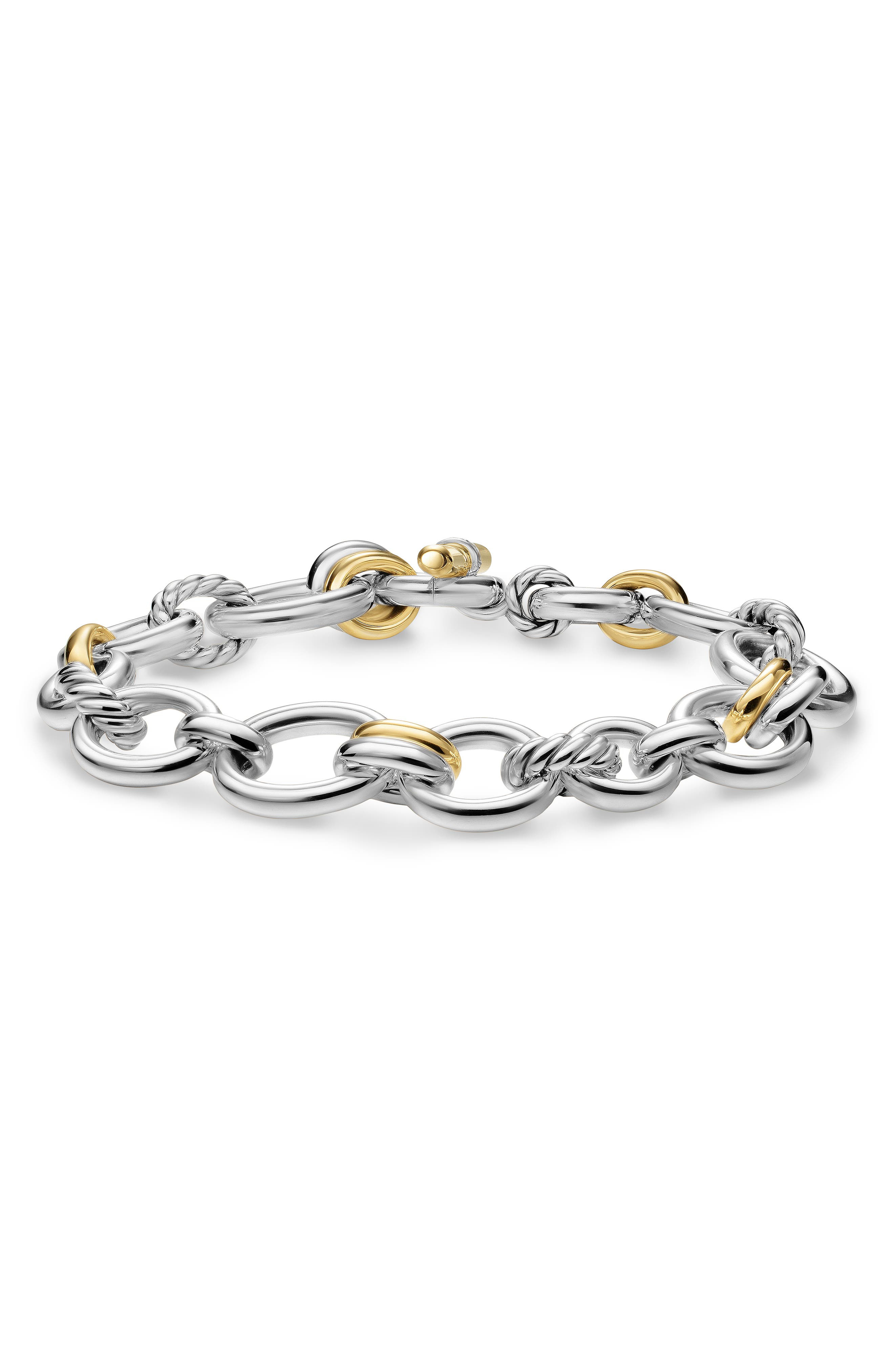 David Yurman Mercer® Chain Bracelet in Sterling Silver with 18K Yellow Gold & Diamonds, 8mm in Diamo - 6