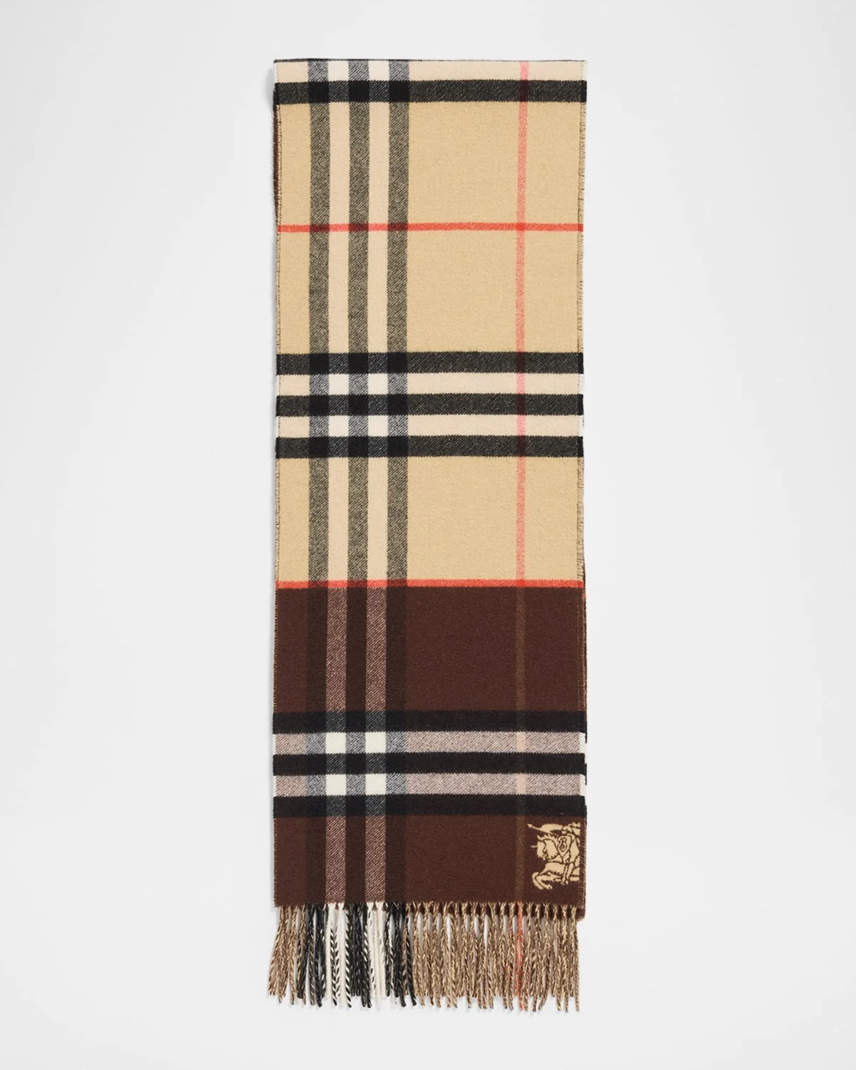 Men's Contrast Check Double-Faced Cashmere Scarf - 1