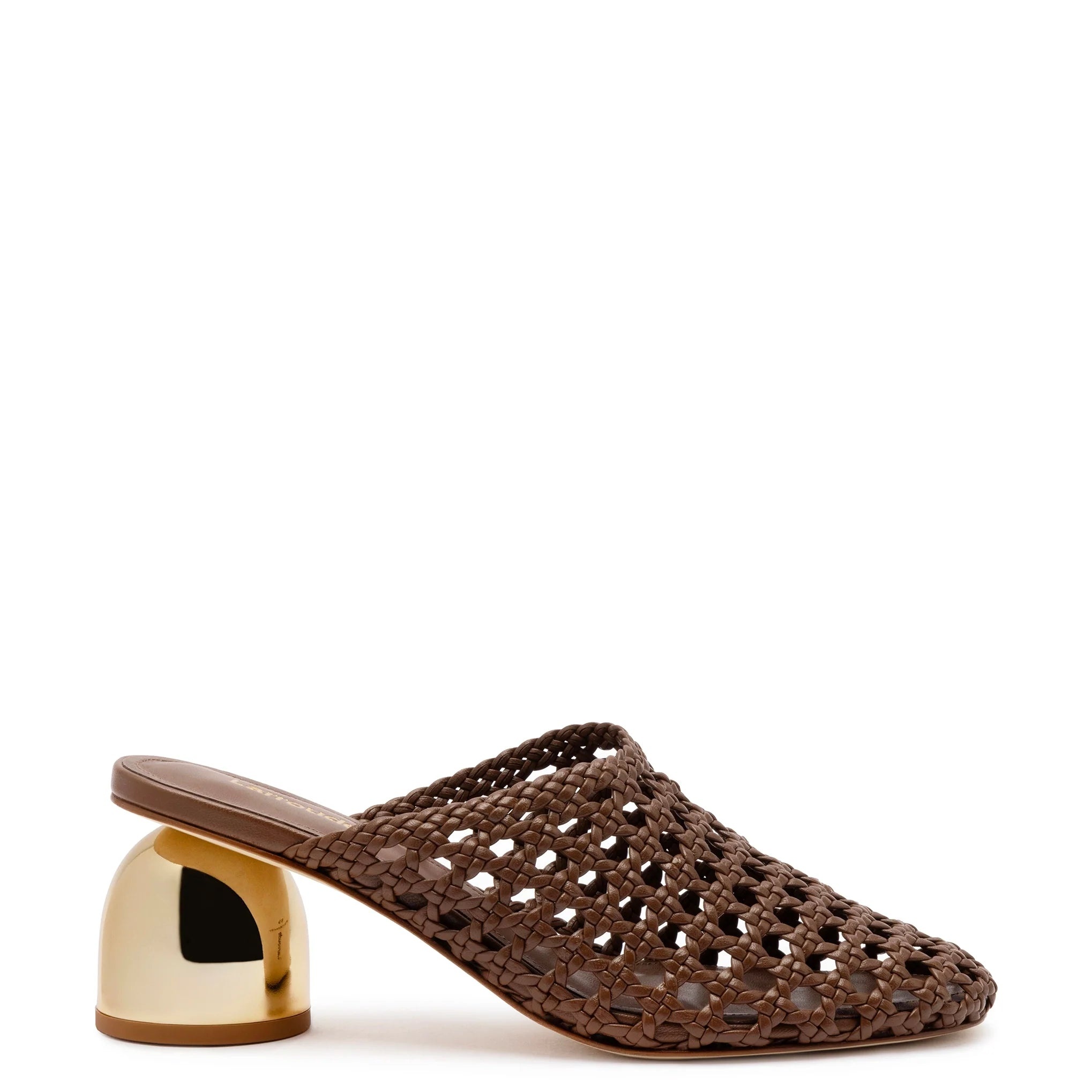 Larroude - Larroude Dew Drop Macrame Mule In Burnt Umber Leather - 1
