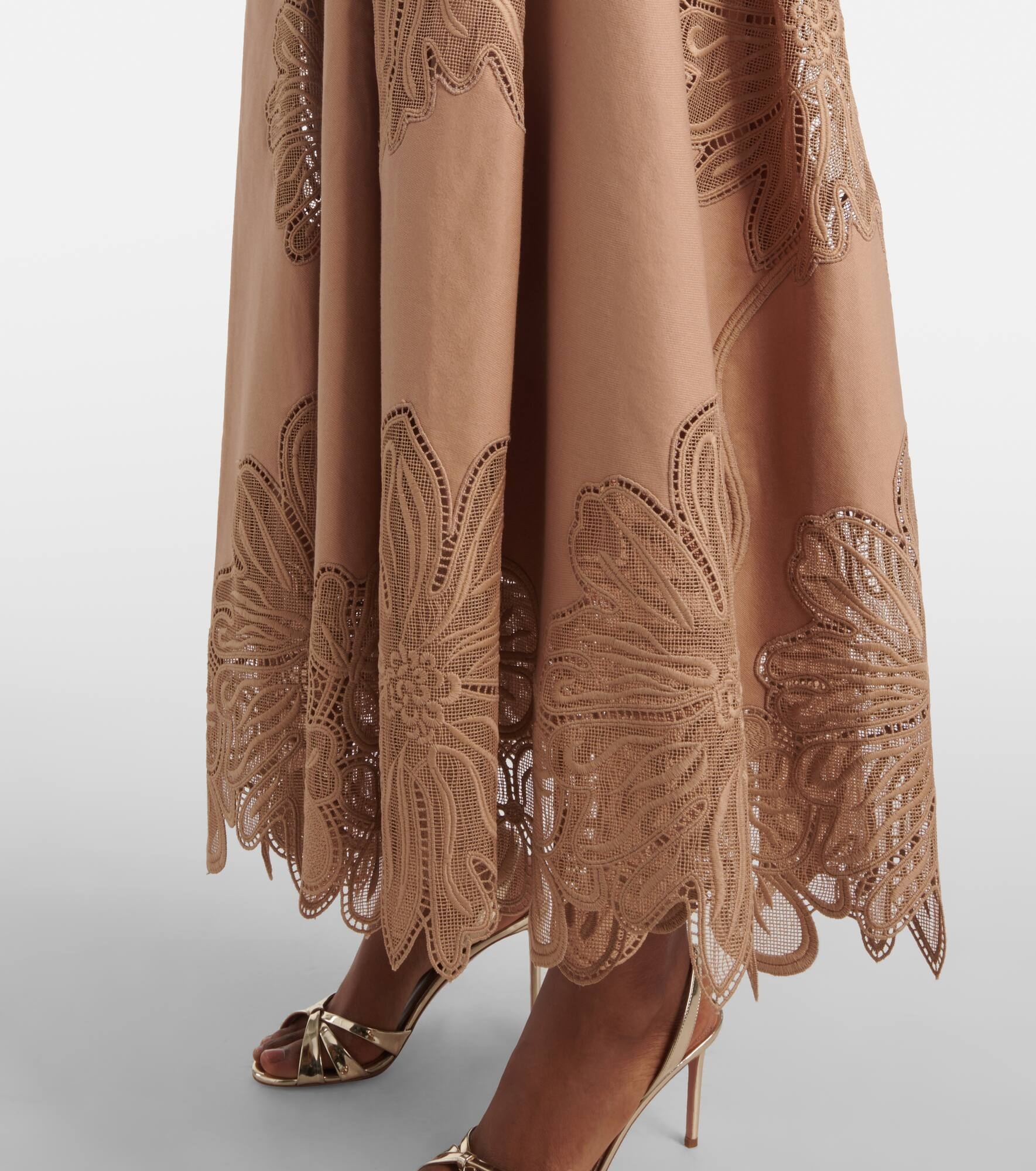 Embroidered gabardine midi dress - 6
