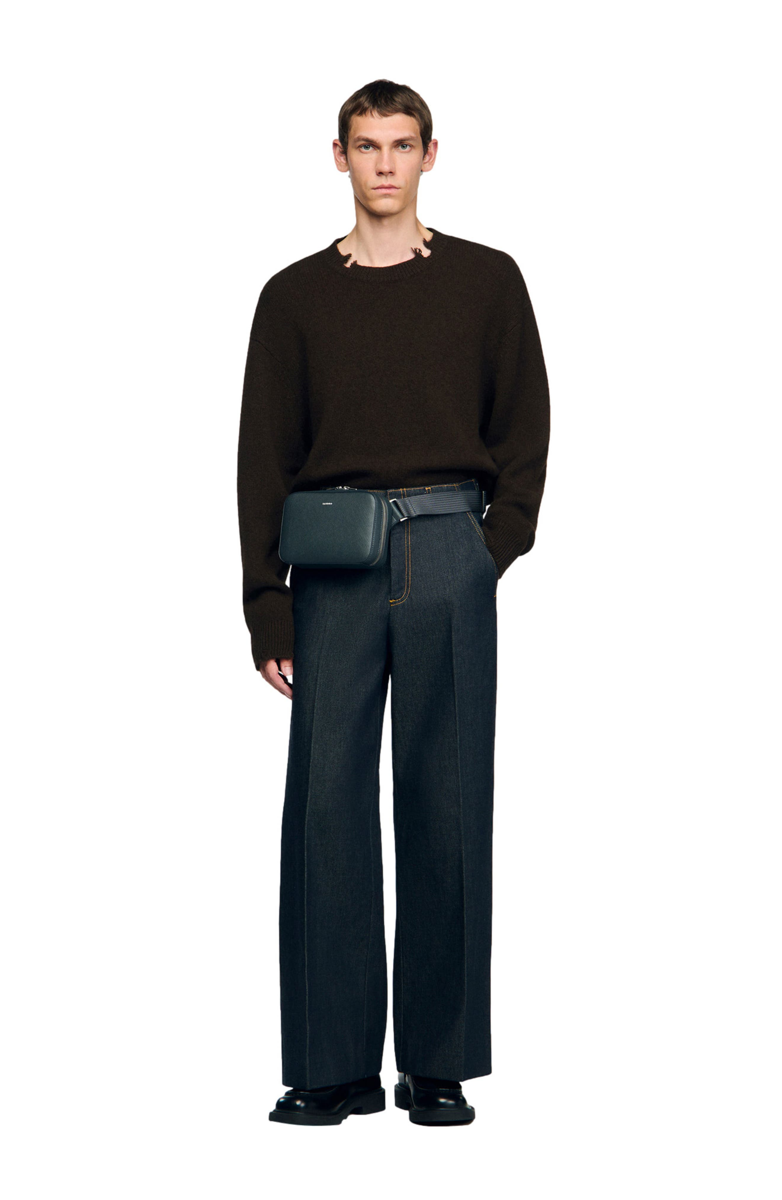 SANDRO Small reconstitued leather bag in Steel at Nordstrom - 2