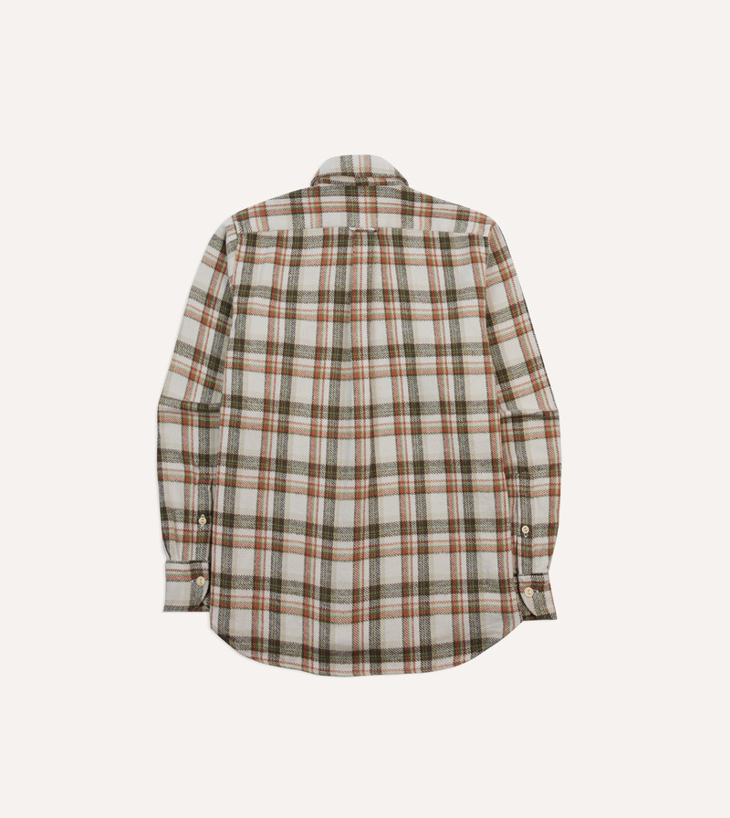 Ecru Check Cotton Two-Pocket Work Shirt 6