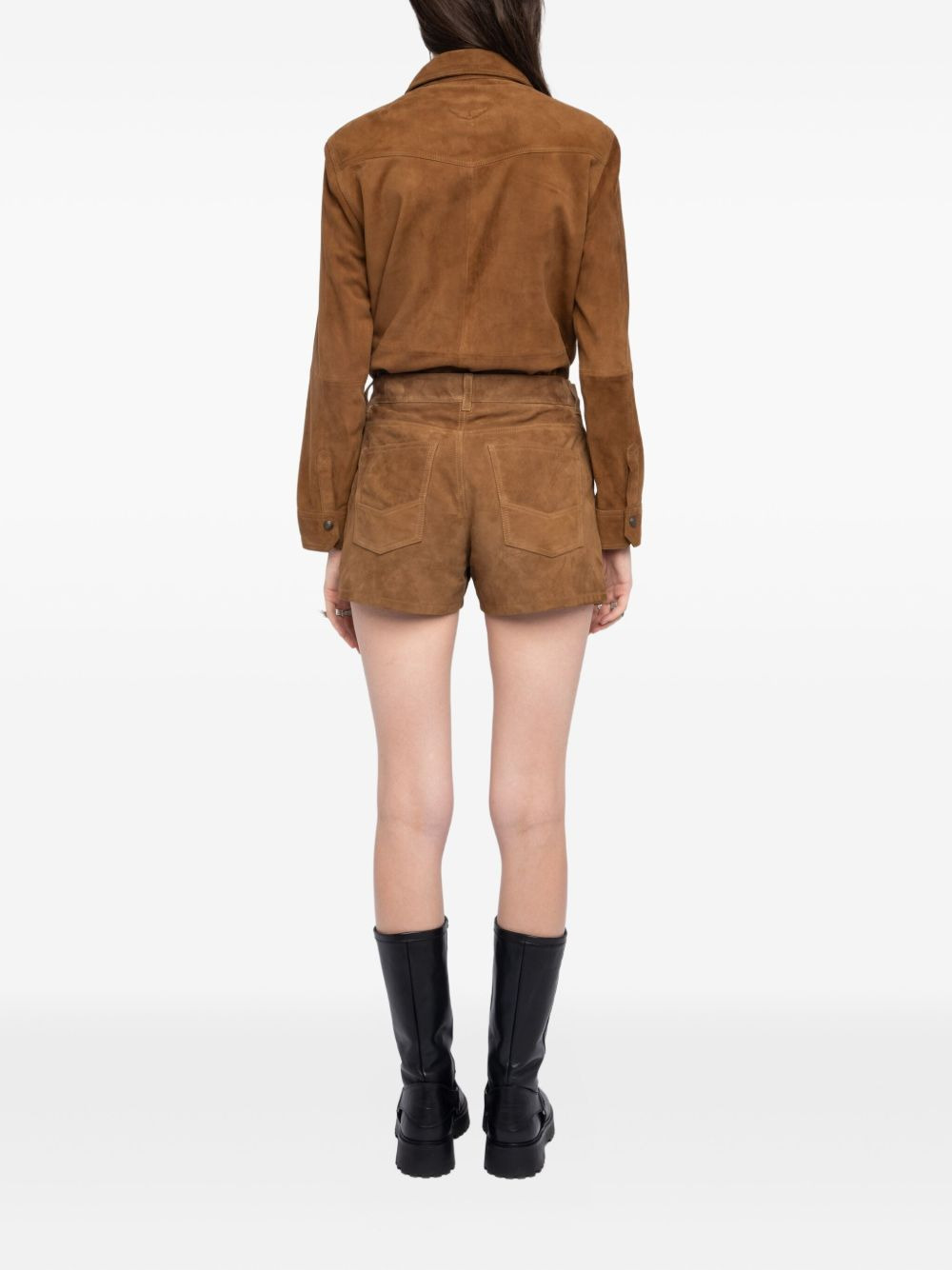 buckle-fastening suede shorts - 3