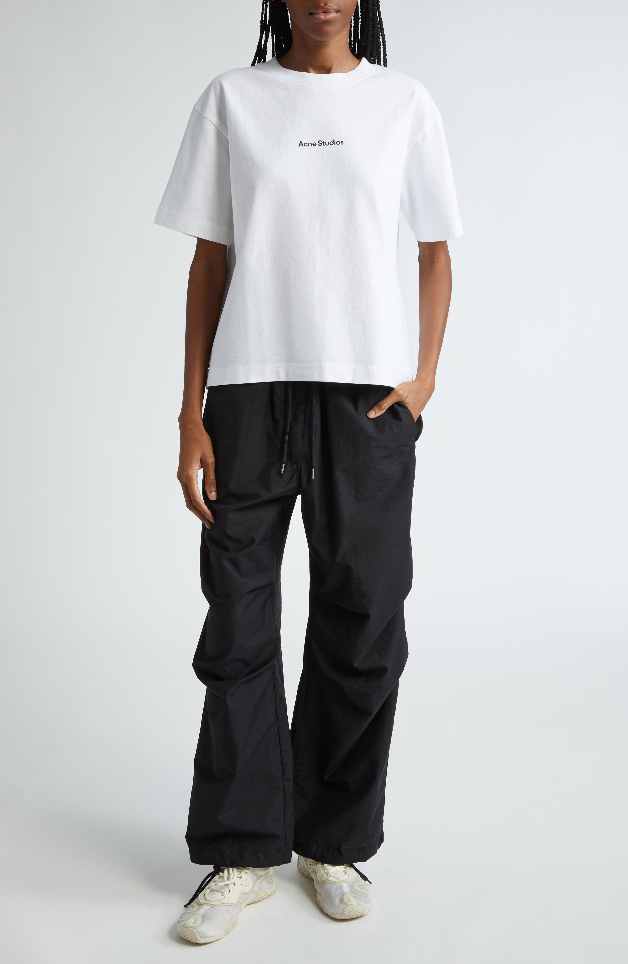 Acne Studios Edie U Stamp Logo Organic Cotton T-Shirt in Optic White at Nordstrom - 2